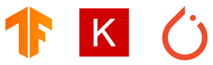 TF, Keras and PyTorch logos